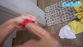 pov laundry day – stepsister bent over the washing machine gets hardcore fucked while on a call