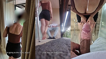 Shocked Stepmom Catches Stepson Jerking Off On Balcony But Helps Him Finish