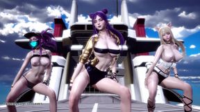 Helicopter sexy striptease Ahri Akali Kaisa Seraphine league of legends kda