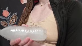 Horny T-Girl Ice Shoves Bottle In Cleavage Destroys Puffy Nips Gushes