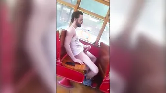 Straight guy jerks off on public bus