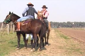 Cowboys fuck guy in threesome