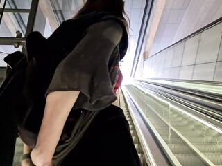 1st-time voyeur plays with her vagina in an Amsterdam Metro Station