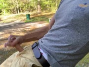 I jerk-off and cum after the gym at a rest stop parking lot