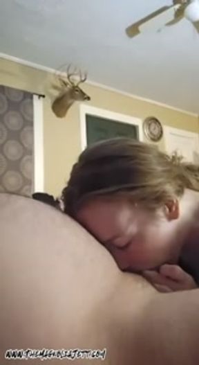 18 Yr Old Slutty BabySitter Sucks his Boss Cock in Bed
