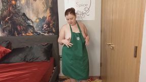 Starbucks apron striptease