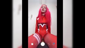 Amateur Zero Two cosplayer rides cock on Instagram