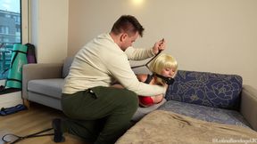 Lilly's Provocative Punishment: Strict Belt Hogtie and Humiliating Penis Gag! (4k)