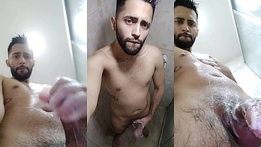 Wet soapy verbal jerking off in the shower