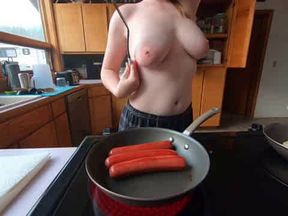 Big-Titted Housekeeper Handles 3 Sausages in BDSM Parody Video