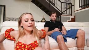 Hot model Anna Clair Clouds sucks a long penis down on the knees