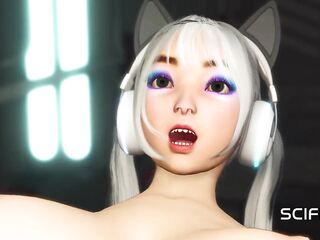 Sci-fi ace bang! Super hawt college angel bitches & gets booty banged by cg breasty dickgirl