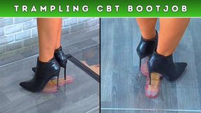 Tapping The Cum From Your Flat Cock & Balls Under Plexiglass & My Italian Stiletto Boots (158) - Split Cam 2 - Bootjob Shoejob Cumshot CBT Trample Trampling Crushing