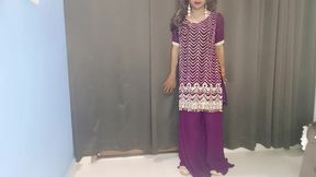 Hot Indian dress wearing lehnga and tit bra panty and