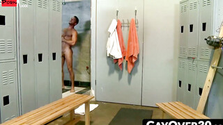 GayOver30.com - Armando has a locker room threesome fucking Dylan and Brett hard