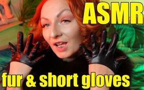 Sexy pin up Arya doing ASMR sounds with short leather gloves