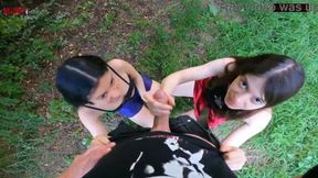 hot and risky double handjob in public - DOLLSCULT