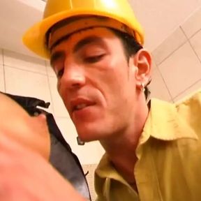 A small titted lady from Germany getting her pussy checked by her plumber