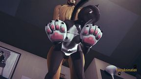 Fox fucks cat and gives a creampie in anime manga yiff furry porn