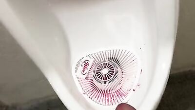 Masturbating with piss and cumshot in urinal