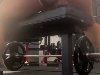 Lewd fit gym sweetheart makes u see her public cunt sex toy ride and squirt