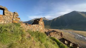 Sporty man has a quick masturbation after exploring ruins