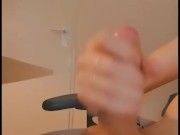 Studying till late - Twinks masturbates behinds desk and cums