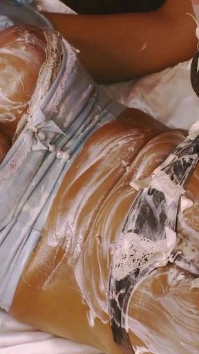 Thrilling moment from &quot;Eating strawberries and then sucking on the cherry pie in this messy and creamy lesbo scene&quot;