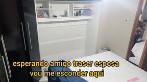 prank with Wife Wife Blindfolded and Horny Friend Hides Inside the Wardrobe!