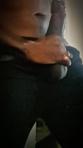 Stroking My Big Black Cock Moaning Orgasms