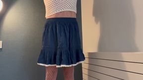 Dressed in my wife's clothes and pink lingerie underneath