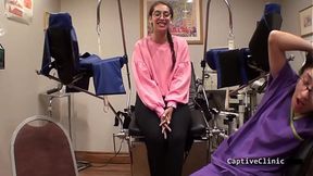 Black-haired nurse Kitty Catherine snatches interrupted while using a magic wand on her hefty tits