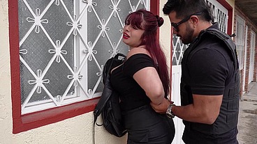 I turn on the guard during interrogation and end up fucking him so he'll let me go - Jenn Boobs & Fred Nunex