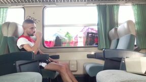 Fucked bareback in a train by straight