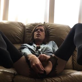 Spreading her legs to get Fucked on the couch