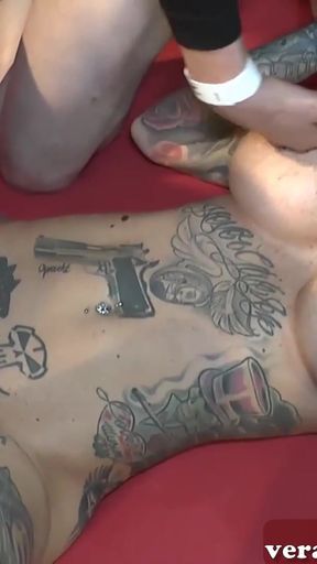 Captivating moment from "Cum Creampie gangbang sexparty with tattoo sluts milfs"