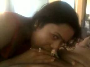 Lovely blowjob from sweet dark skin Indian young babe