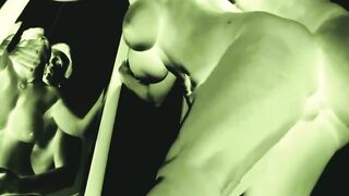 Friends hot wifey takes penis standing up against mirror! Tight snatch wiggle made me cum!