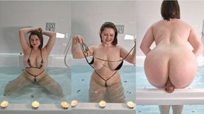 Jacuzzi Strip & Dildo Ride - Reverse Cowgirl Dildo Ride & Sloppy Cleanup