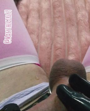 Sissy enjoys her uncaged clit