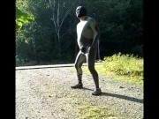 skeleton masked wetsuit on the road