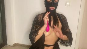 black lace robe masturbation – intense toy play & orgasm