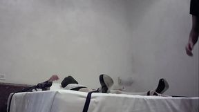 MILF tied, blindfolded, gagged, fucked and facialized