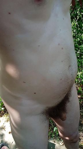 Naked Boy Walk in the Wood