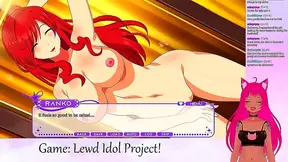 Neko indulges in steamy yuri passion during anime gameplay as busty vixens tease her