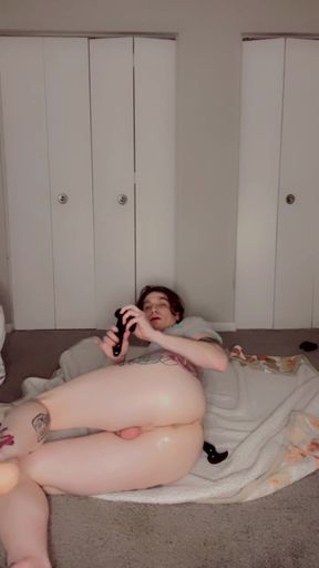 Sissy Tessa Rivers Deep Throats a Dildo and Fucks Her Ass