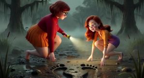 Two Stunning Women Lose Their Clothes in a Dark Swamp Searching for Their Friend and End up Naked in the Mud (ai Generated)