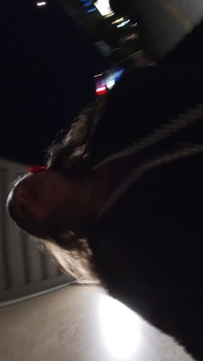 Cheap sissy Slut Crossdresser wants to bend over for dicks outdoors at night.   Clip 1