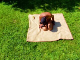 exposed pathetic pervert white thrall during outdoor party proof that his homo booty too take a soda can, CMNM