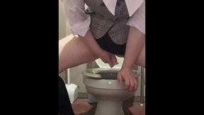 A Shaved Mature Woman Cant Hold Back And Masturbates With A Dildo In The Office Toilet